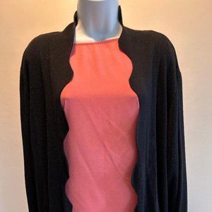 BELLDINI Plus Black Knit Scalloped Edge Cardigan